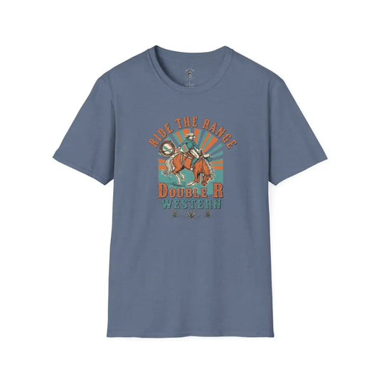 Ride the Range Vintage Western Tee – Double R Western™ Heather Indigo / S T Shirt