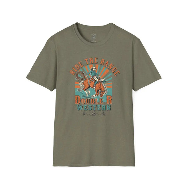 Ride the Range Vintage Western Tee – Double R Western™ Heather Military Green / S T Shirt