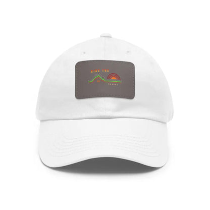 ’Ride the Sunset’ Double R Western’s Dad Hat with Leather Patch (Rectangle) White / Grey patch / Rectangle / One size