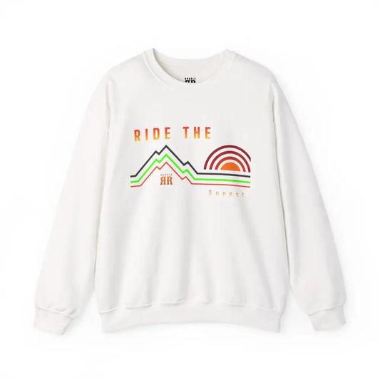’Ride the sunset’ Double R Western’s Women’s Heavy Blend™ Crewneck Sweatshirt White / S Sweatshirt