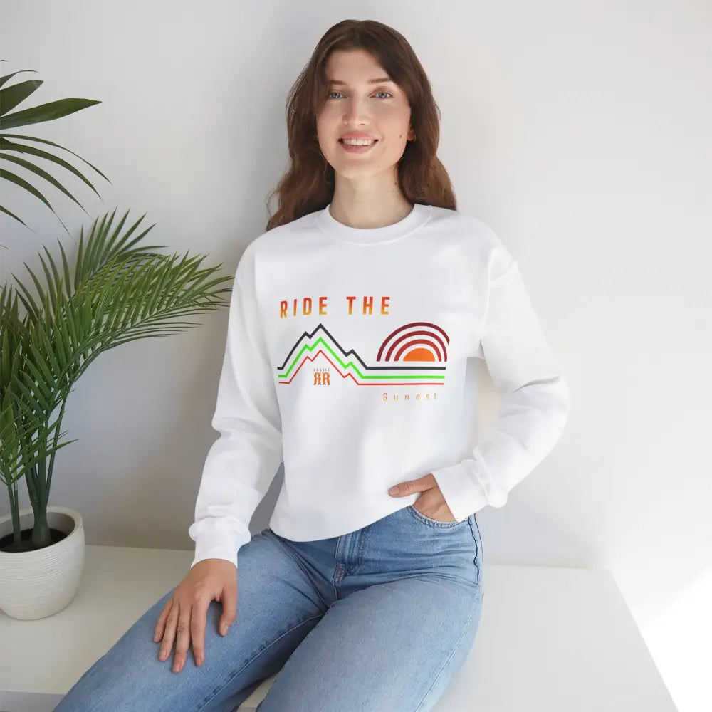 ’Ride the sunset’ Double R Western’s Women’s Heavy Blend™ Crewneck Sweatshirt - Sweatshirt