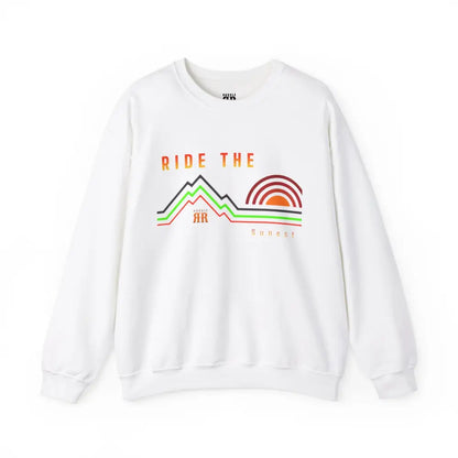’Ride the sunset’ Double R Western’s Women’s Heavy Blend™ Crewneck Sweatshirt - White / S - Sweatshirt