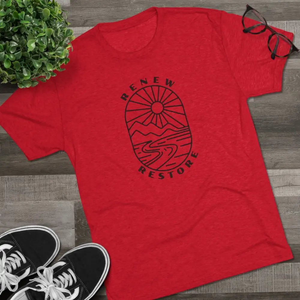 ’RR Adventure Tee.’ -Double R western’s™ Tri-Blend Crew Tee - S / Tri-Blend Vintage Red - T-Shirt