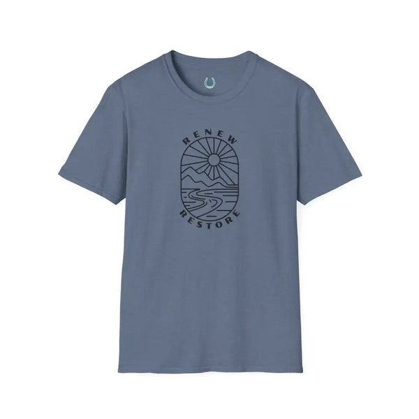 ’RR Adventure Tee.’ Double R western’s™ Tri Blend Crew Tee S / Heather Indigo T Shirt
