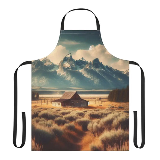 ’Rustic Teton Chef’ Double R Western’s Western BBQ & Kitchen Apron Apron 5 Color Straps (AOP) One size / Black All Over