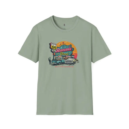 ’Rustler’s Diner Tee’ - Double R Western’s™ - Softstyle T-Shirt - S / Sage - T-Shirt