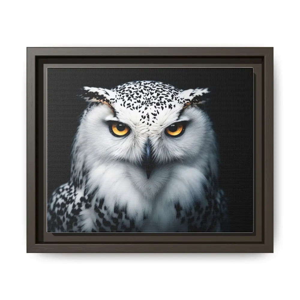 Sacred Snow Owl Framed Canvas - Double R Western™ - 10″ x 8″ (Horizontal) / Espresso / 1.25’’ - Canvas