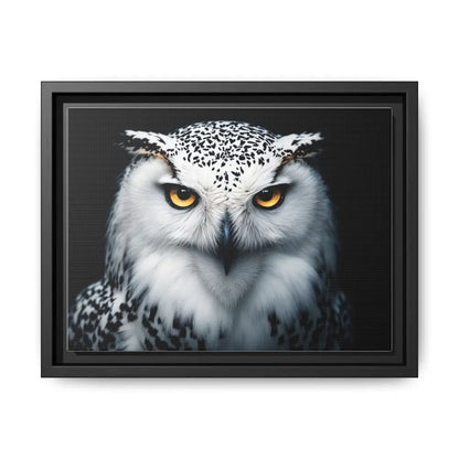 Sacred Snow Owl Framed Canvas - Double R Western™ - 12’’ x 9’’ (Horizontal) / Black / 1.25’’ - Canvas