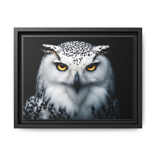 Sacred Snow Owl Framed Canvas - Double R Western™ - 12’’ x 9’’ (Horizontal) / Black / 1.25’’ - Canvas