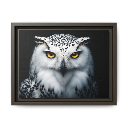 Sacred Snow Owl Framed Canvas - Double R Western™ - 12’’ x 9’’ (Horizontal) / Espresso / 1.25’’ - Canvas