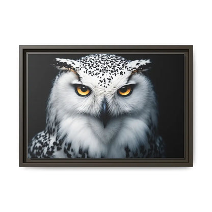 Sacred Snow Owl Framed Canvas - Double R Western™ - 18″ x 12″ (Horizontal) / Espresso / 1.25’’ - Canvas