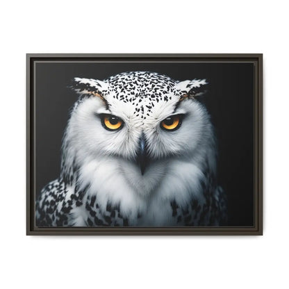 Sacred Snow Owl Framed Canvas - Double R Western™ - 24″ x 18″ (Horizontal) / Espresso / 1.25’’ - Canvas