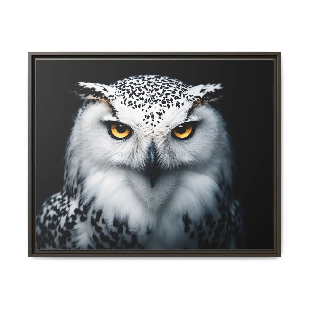 Sacred Snow Owl Framed Canvas - Double R Western™ - 30’’ x 24’’ (Horizontal) / Espresso / 1.25’’ - Canvas