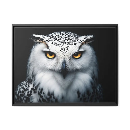 Sacred Snow Owl Framed Canvas - Double R Western™ - 32’’ x 24’’ (Horizontal) / Black / 1.25’’ - Canvas