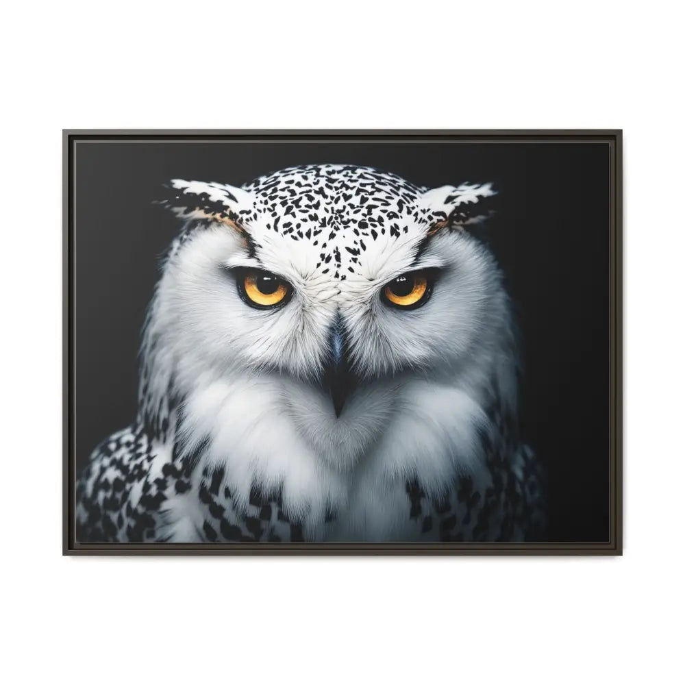 Sacred Snow Owl Framed Canvas - Double R Western™ - 40’’ x 30’’ (Horizontal) / Espresso / 1.25’’ - Canvas