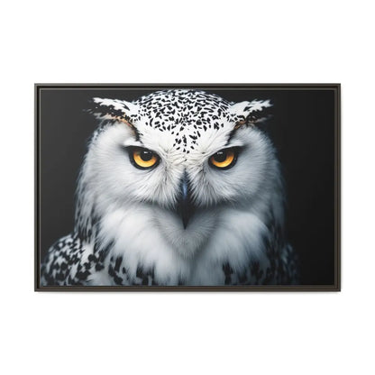 Sacred Snow Owl Framed Canvas - Double R Western™ - 48″ x 32″ (Horizontal) / Espresso / 1.25’’ - Canvas
