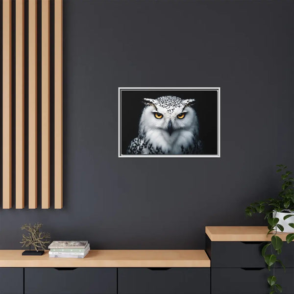 Snow Owl Midnight Edition Framed Art Canvas Wrap – Double R Western™ Canvas
