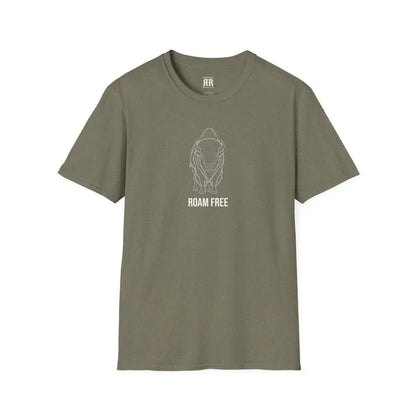 Spirit Line “Roam Free” White Bison Tee – Double R Western™ Hot Off The Trail S / Heather Military Green T Shirt