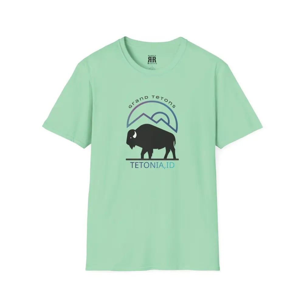 ’Teton Free’ - Double R Western’s™ - Men’s Softstyle T-Shirt - M / Mint Green - T-Shirt