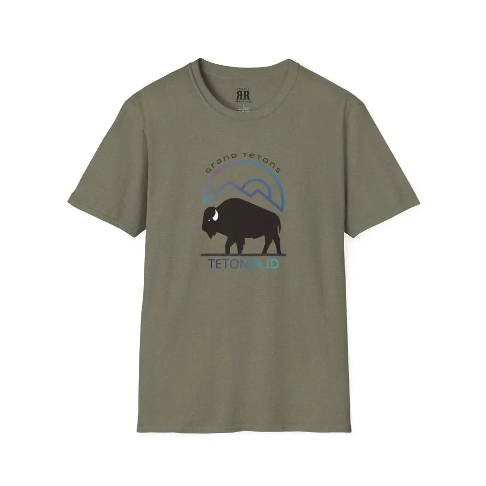 ’Teton Free’ - Double R Western’s™ - Men’s Softstyle T-Shirt - S / Heather Military Green - T-Shirt