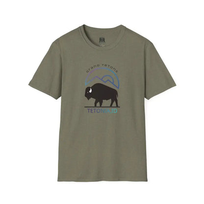 ’Teton Free’ - Double R Western’s™ - Men’s Softstyle T-Shirt - S / Heather Military Green - T-Shirt