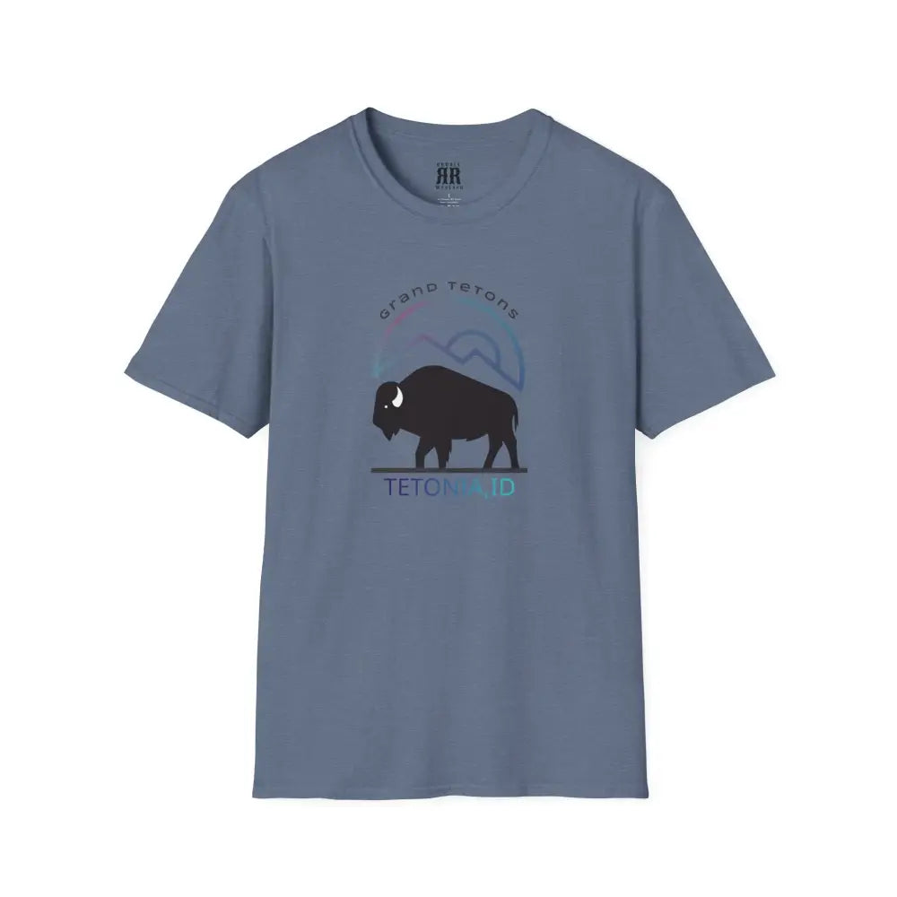 ’Teton Free’ - Double R Western’s™ - Men’s Softstyle T-Shirt - S / Heather Indigo - T-Shirt