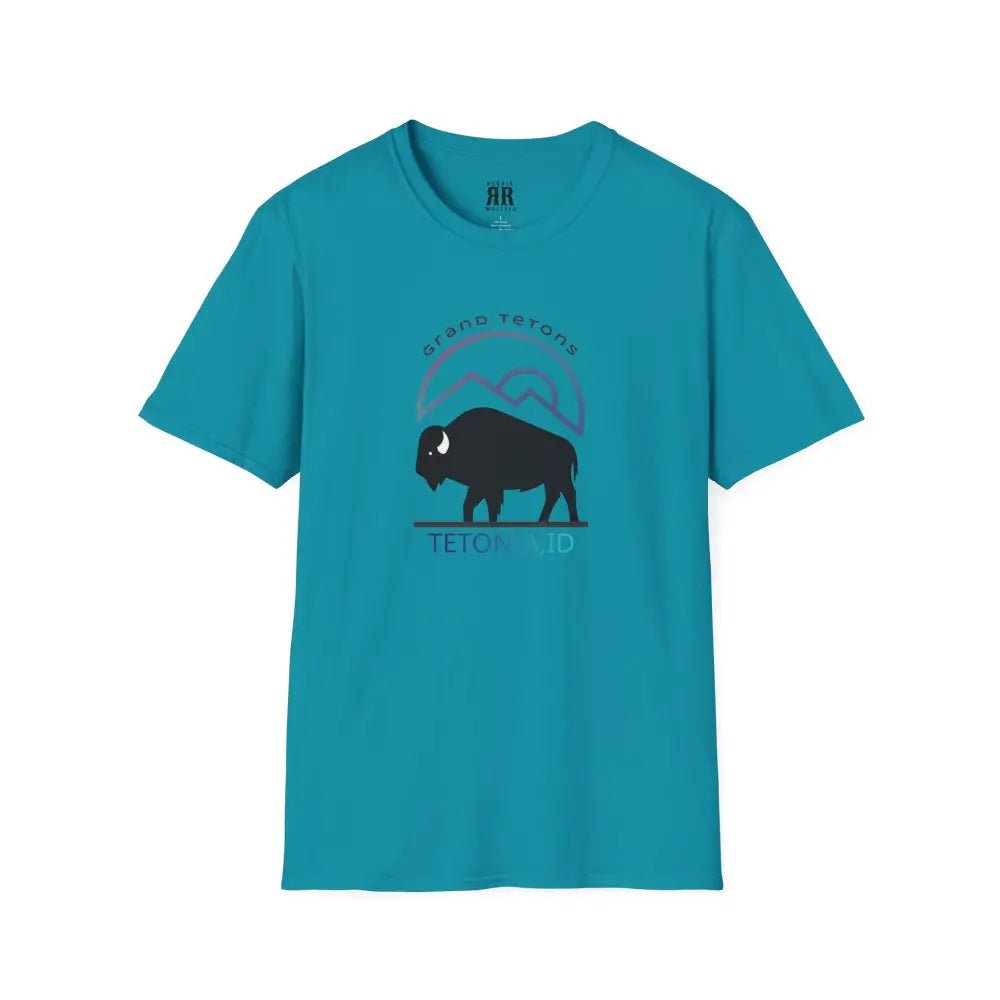 ’Teton Free’ - Double R Western’s™ - Men’s Softstyle T-Shirt - S / Tropical Blue - T-Shirt