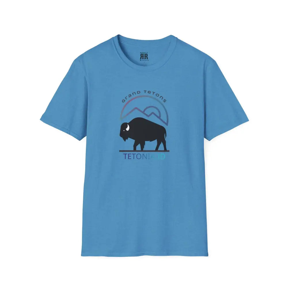 ’Teton Free’ - Double R Western’s™ - Men’s Softstyle T-Shirt - S / Heather Sapphire - T-Shirt