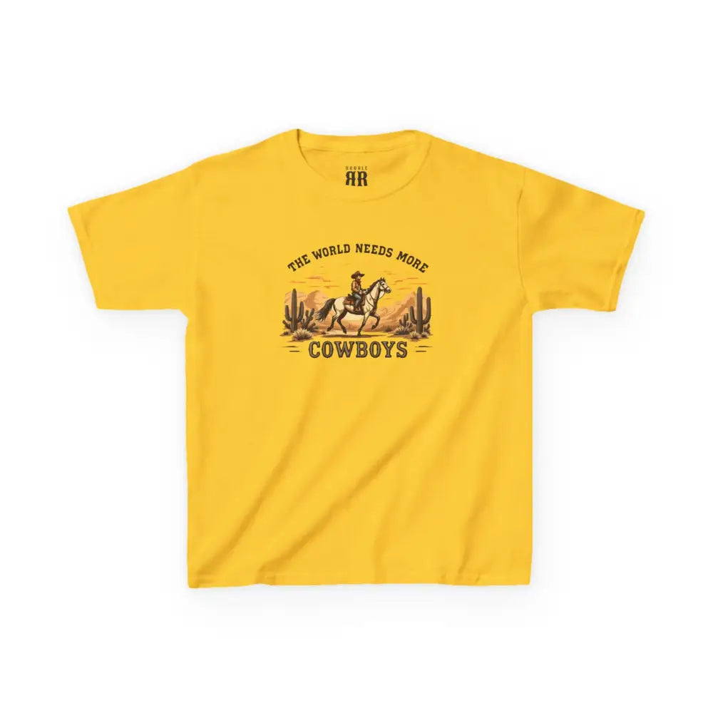 The World Needs More Cowboys T-Shirt- Double R Western - Kids Tee - Daisy / XS - Kids clothes