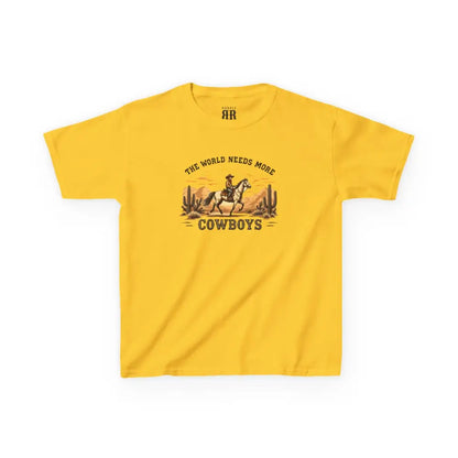 The World Needs More Cowboys T-Shirt- Double R Western - Kids Tee - Daisy / XS - Kids clothes