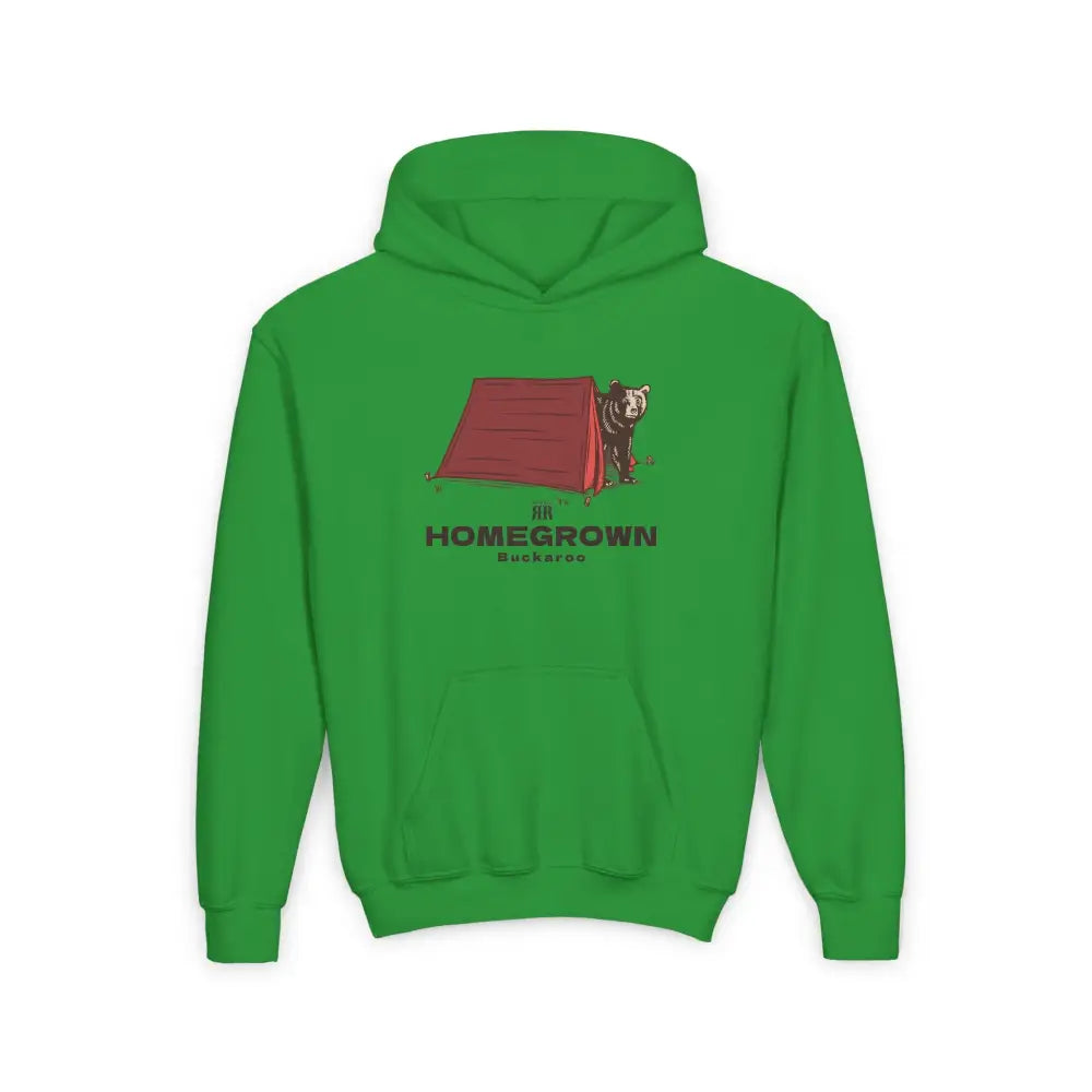 ’’Trailblazer Bear’’ - Double R Western Homegrown Buckaroo series - Youth Heavy Blend Hooded Sweatshirt - S / Irish