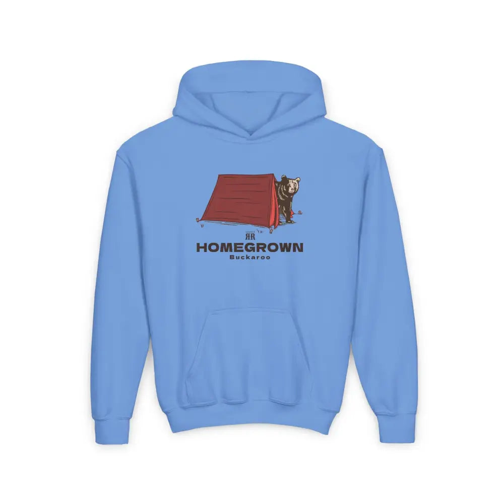 ’’Trailblazer Bear’’ - Double R Western Homegrown Buckaroo series - Youth Heavy Blend Hooded Sweatshirt - S / Carolina