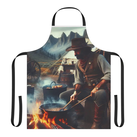 ’Trailblazer’s Hearth: Custom Cowboy Apron’ Double R Western’s Apron 5 Color Straps (AOP) One size / Black All Over