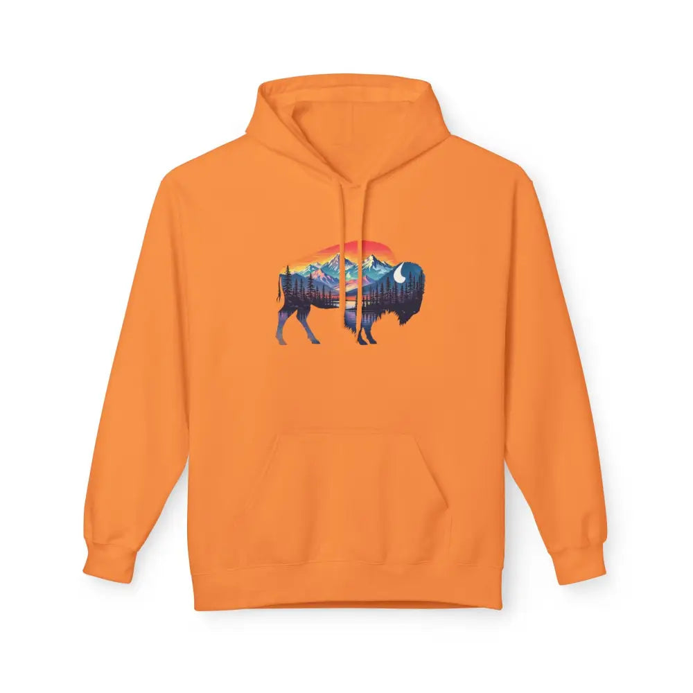 Western Bison Hoodie – Double R Western™ Renew & Restore Collection Hot Off The Trail S / Tangerine Hoodie