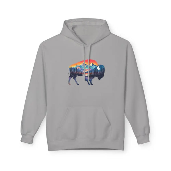 Western Bison Hoodie – Double R Western™ Renew & Restore Collection Hot Off The Trail S / Cement Hoodie