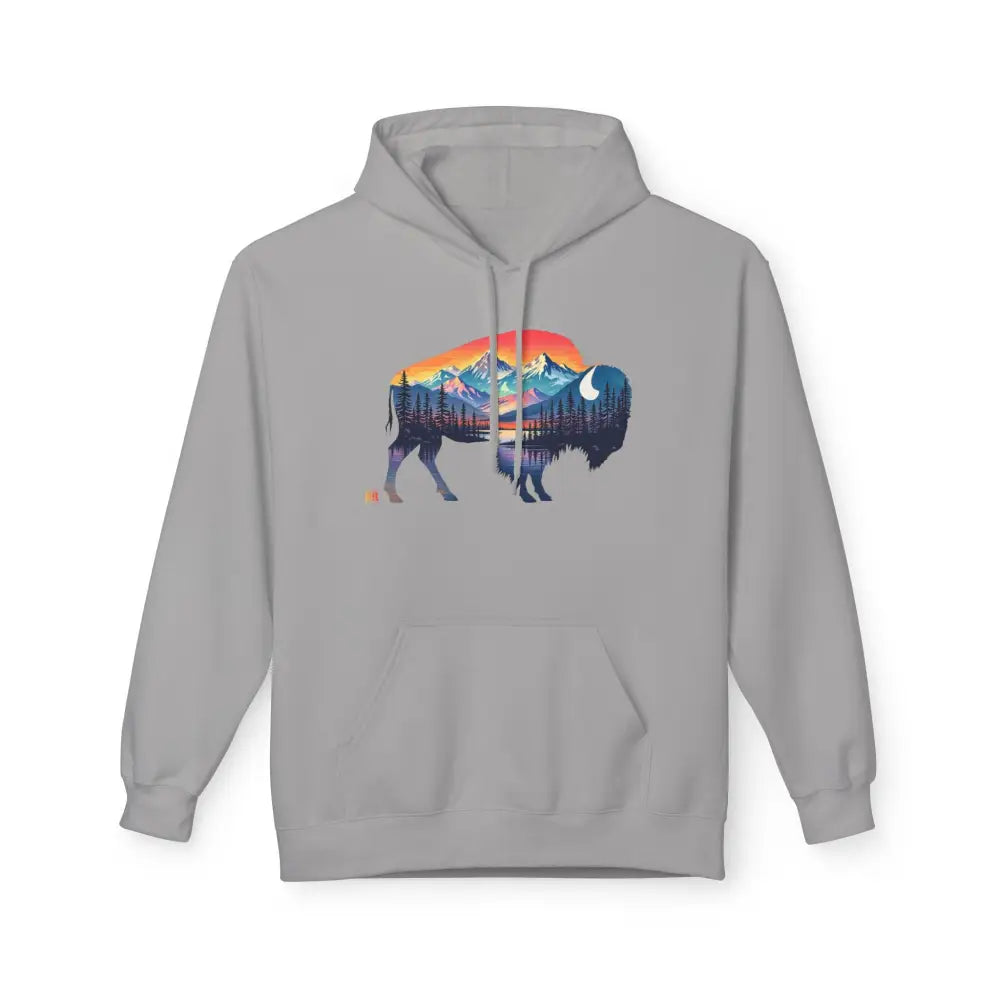 Western Bison Hoodie – Double R Western™ Renew & Restore Collection - Hot Off The Trail - S / Cement - Hoodie