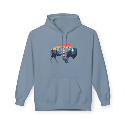 Western Bison Hoodie – Double R Western™ Renew & Restore Collection Hot Off The Trail S / Stone Blue Hoodie