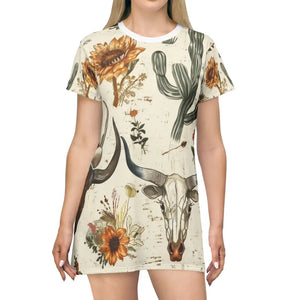 Western Desert Bloom’ Double R Western’s™ Tee Shirt Dress (AOP) L All Over Prints