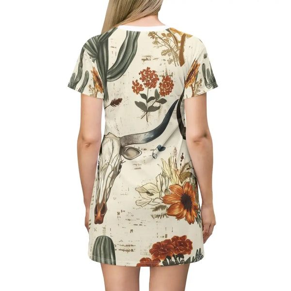 Western Desert Bloom’ Double R Western’s™ Tee Shirt Dress (AOP) L All Over Prints