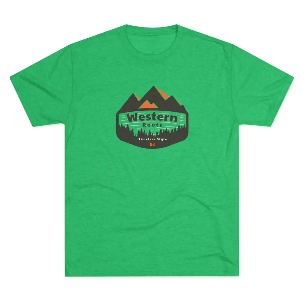 ’Western Roots Timeless Style’ -Double R western’s Tri-Blend Crew Tee - S / Tri-Blend Envy - T-Shirt