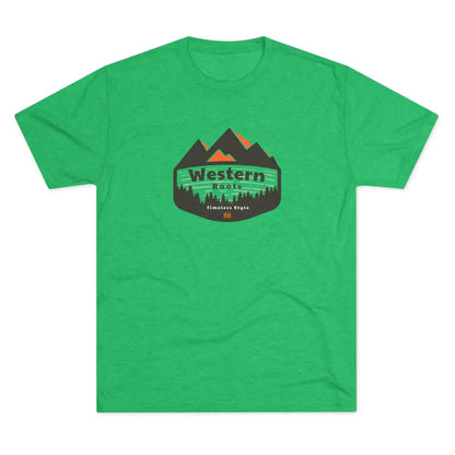 ’Western Roots Timeless Style’ -Double R western’s Tri-Blend Crew Tee - S / Tri-Blend Envy - T-Shirt
