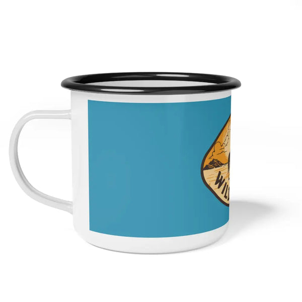 ’Wild Spirit’ Double R Western Enamel Camp Cup 12oz / Black Rim Mug
