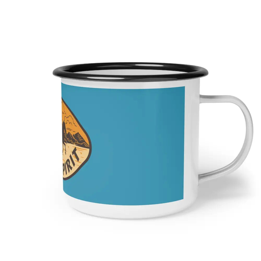 ’Wild Spirit’ - Double R Western Enamel Camp Cup - 12oz / Black Rim - Mug