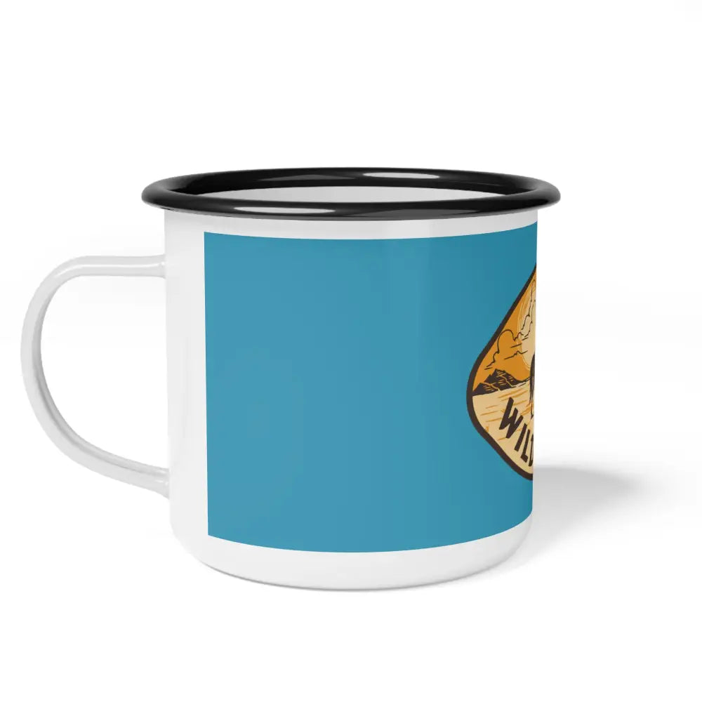 ’Wild Spirit’ - Double R Western Enamel Camp Cup - 12oz / Black Rim - Mug