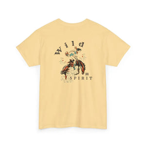 ’Wild Spirit’ Double R Western’s ™ Heavy Cotton Tee Back Graphic Design Yellow Haze / S T Shirt
