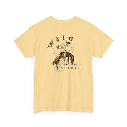 ’Wild Spirit’ Double R Western’s ™ Heavy Cotton Tee Back Graphic Design Yellow Haze / S T Shirt