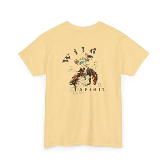’Wild Spirit’ Double R Western’s ™ Heavy Cotton Tee Back Graphic Design Yellow Haze / S T Shirt