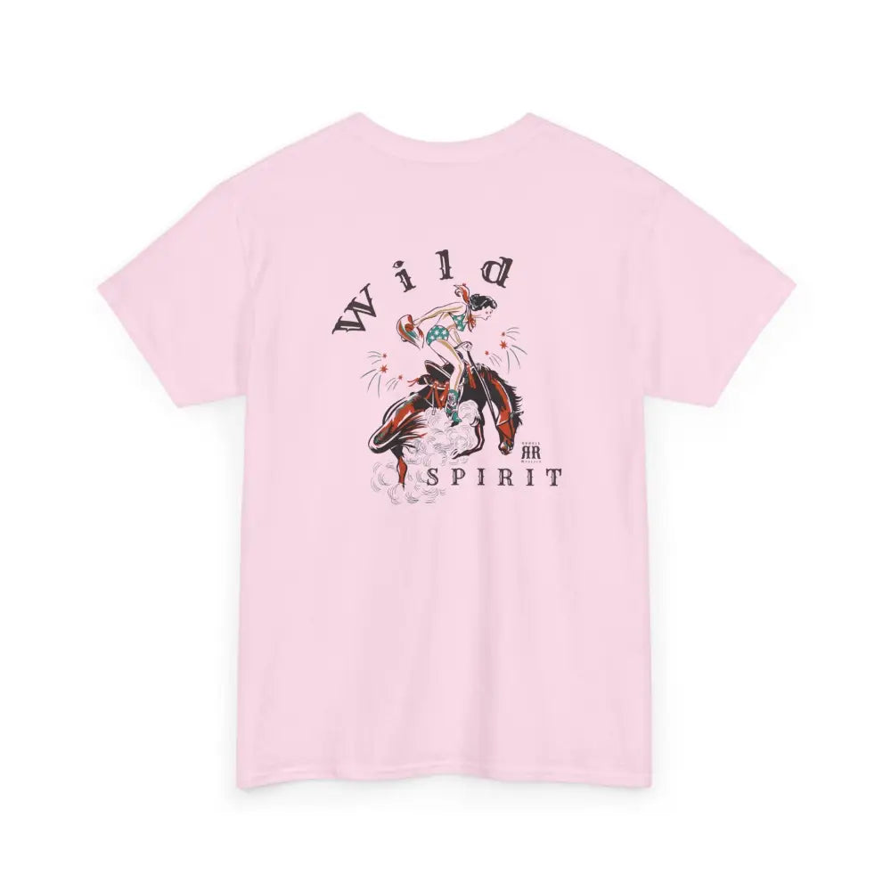 ’Wild Spirit’ - Double R Western’s ™ - Heavy Cotton Tee - Back Graphic Design - Light Pink / S - T-Shirt