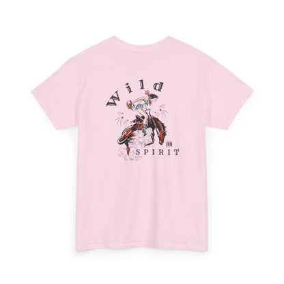 ’Wild Spirit’ - Double R Western’s ™ - Heavy Cotton Tee - Back Graphic Design - Light Pink / S - T-Shirt