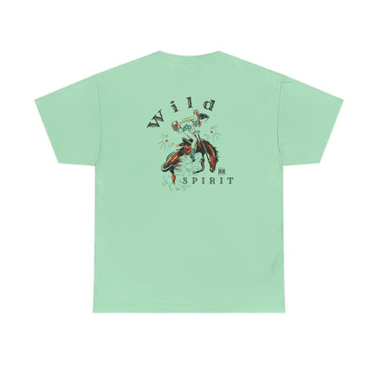 ’Wild Spirit’ Double R Western’s ™ Heavy Cotton Tee Back Graphic Design Mint Green / S T Shirt